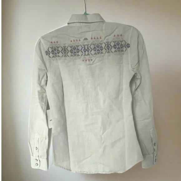 Mother Western Shirt Womens XS Ivory All My Ex's Snap Extra Small Embroidered - Picture 6 of 10